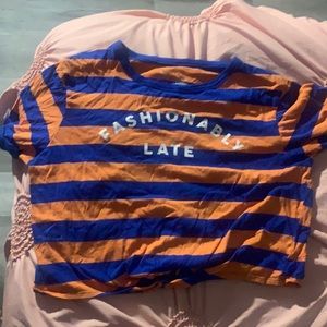 "Fashionably Late" striped crop top